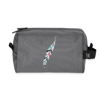 Artful bird feather in ethno style - Recycled Toiletry Zip Bag - anthracite - Front