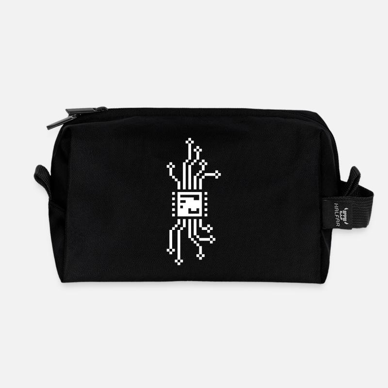 Puce cyber 8 bits - Trousse de toilette en tissu recyclé - noir