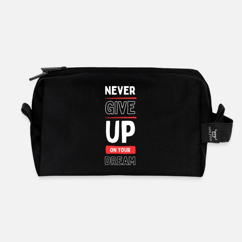 Never Give Up Your Dream - Recycled Toiletry Zip Bag - black