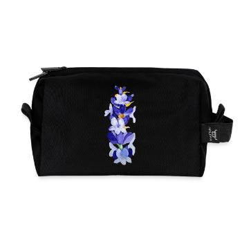 Lavender Water Flowers Watercolor - Recycled Toiletry Zip Bag - black - Front