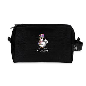 I Love My Chickens - Funny Chickens Cartoon - Recycled Toiletry Zip Bag - black - Front