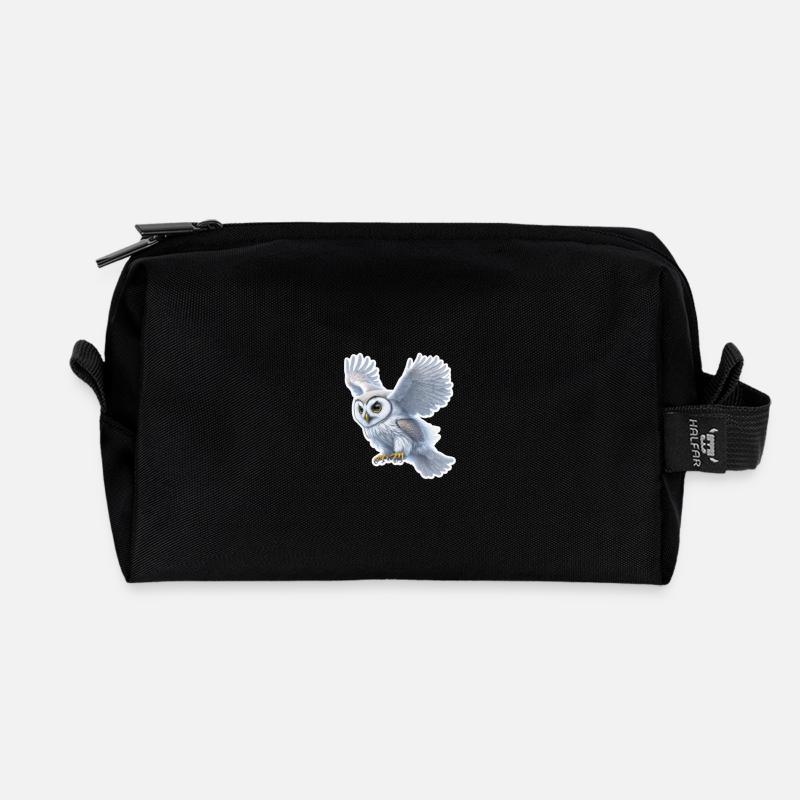 Autocollant de la chouette céleste - Trousse de toilette en tissu recyclé - noir
