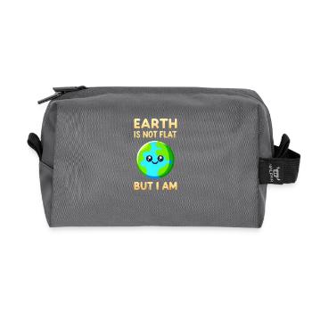Flat Earth Satire and Flat Jokes - Recycled Toiletry Zip Bag - anthracite - Front