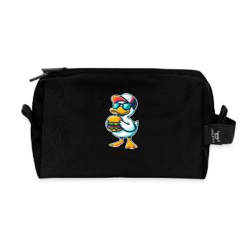 Cool Hamburger Cheeseburger Fast Food - Recycled Toiletry Zip Bag - black - Front