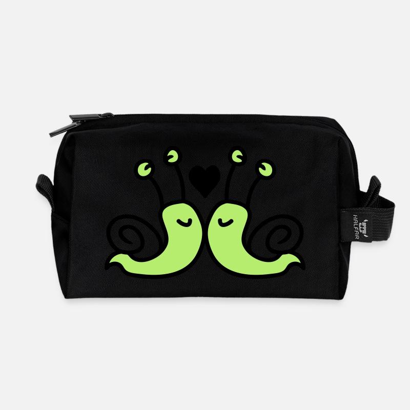 verliebte Schnecken - Recycelte Kulturtasche - Schwarz