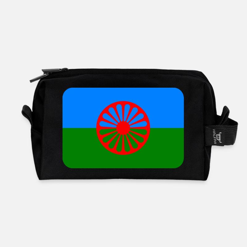 ROMANI FLAG round corner 400 dpi - Recycelte Kulturtasche - Schwarz