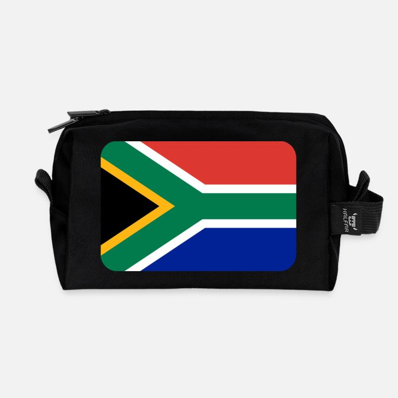 SOUTH AFRICA FLAG round corner 400 dpi - Recycelte Kulturtasche - Schwarz