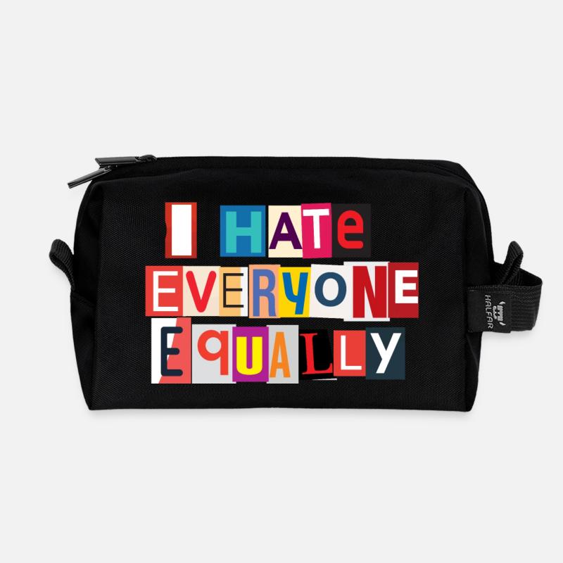 I Hate Everyone Equally - Recycled Toiletry Zip Bag - black