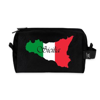 Sicile couleurs classique écrit Sicilia - Trousse de toilette en tissu recyclé - noir - Devant