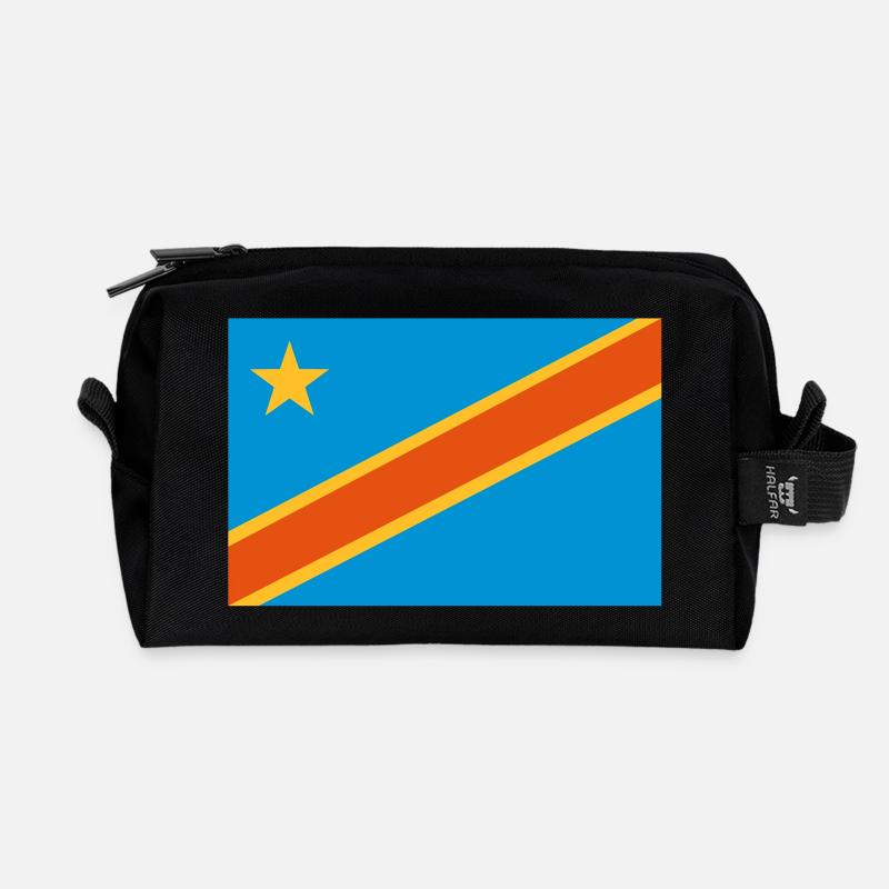 drapeau Congo Kinshasa - Congo flag - Trousse de toilette en tissu recyclé - noir