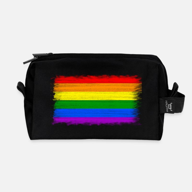 Gaypride Flag Rainbow LGBT Gift Idea Homo - Recycled Toiletry Zip Bag - black