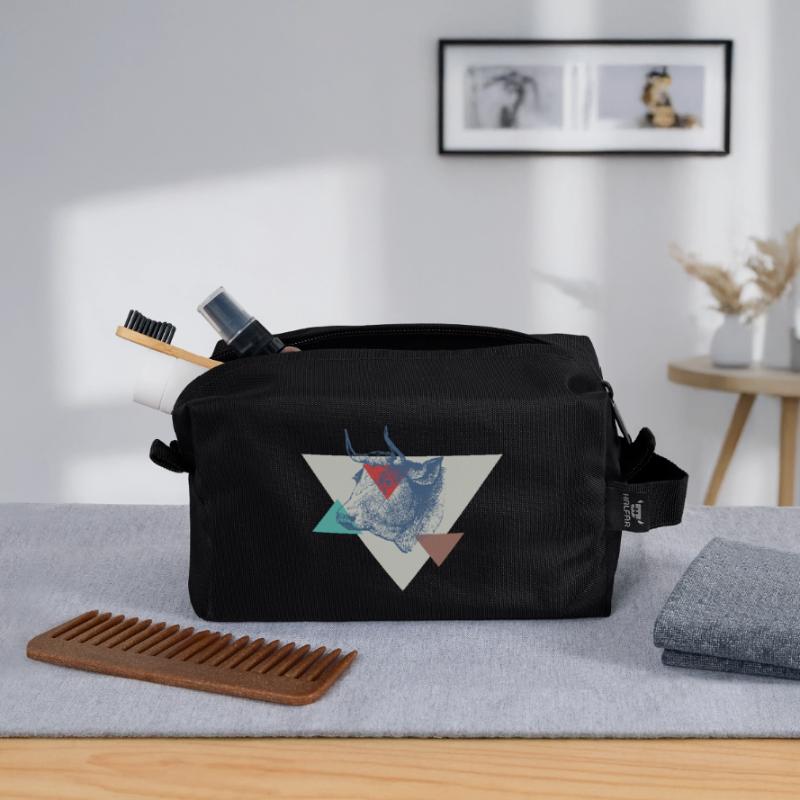 Conception de triangle de vache Trousse de toilette en tissu recyclé