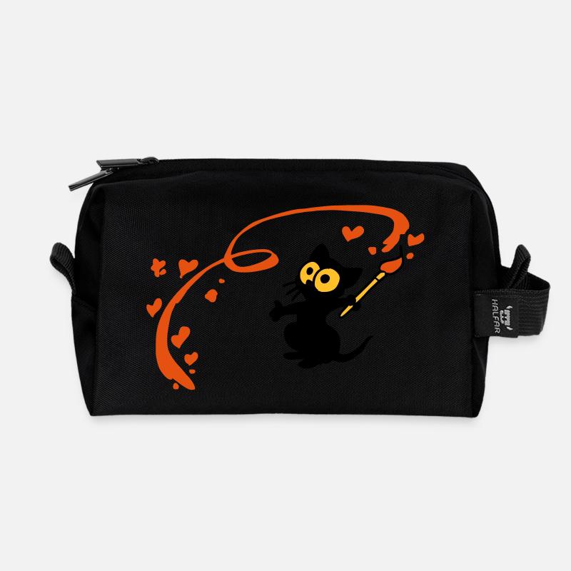 Kitten Malerin Georgia - Recycelte Kulturtasche - Schwarz