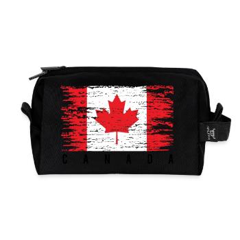Grunge Canadian Flag - Recycled Toiletry Zip Bag - black - Front