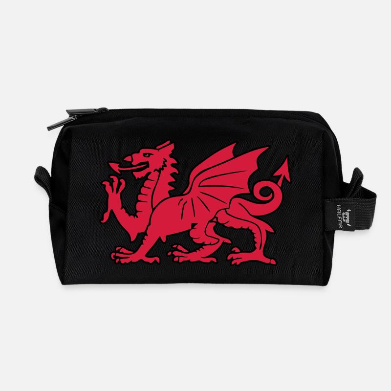 welsh red dragon wales cymru - Recycled Toiletry Zip Bag - black
