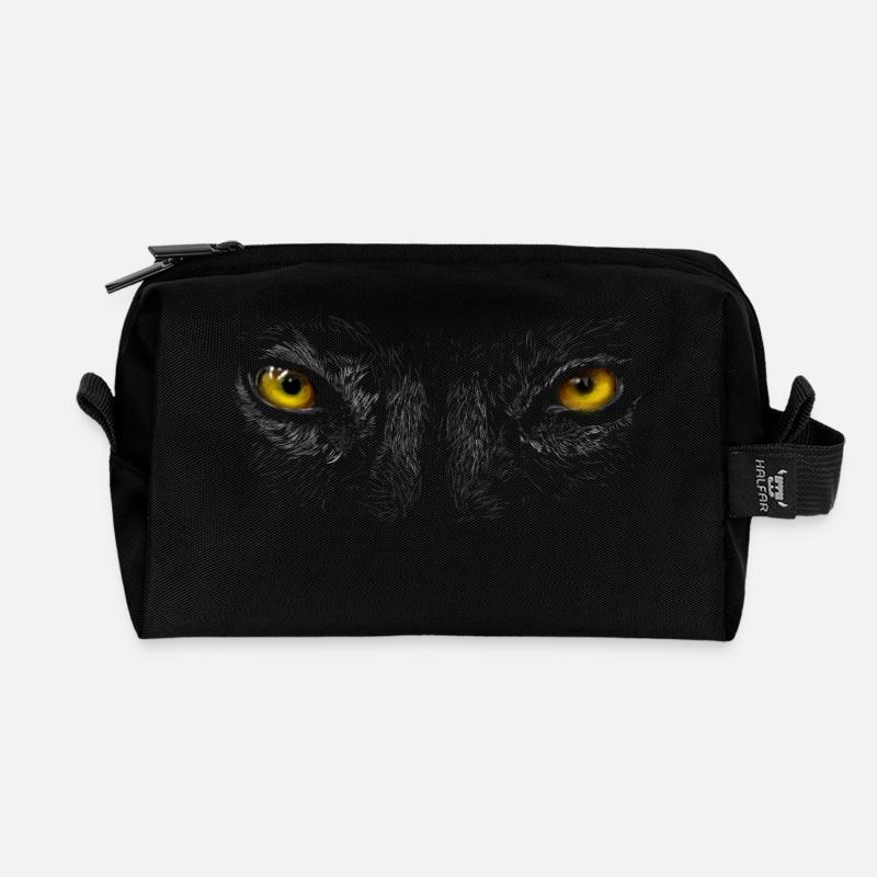 Wolf eyes - Recycled Toiletry Zip Bag - black