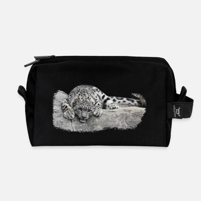 geschenke raubkatzenliebhaber, Schneeleopard Junge - Recycelte Kulturtasche - Schwarz