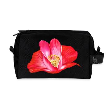 Rote Mohnblume in Herzform - Recycelte Kulturtasche - Schwarz - Vorne