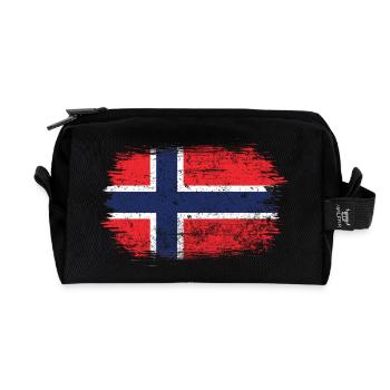 Norway Flag Brushstroke Cross - Recycled Toiletry Zip Bag - black - Front