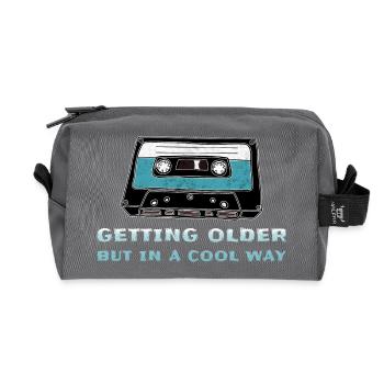 Cassette rétro - Trousse de toilette en tissu recyclé - anthracite - Devant