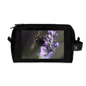 Abeille lavande Fleur de lavande - Trousse de toilette en tissu recyclé - noir - Devant