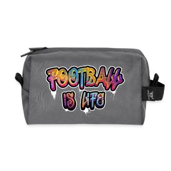 Fußball ist Leben, Fußballfan Fußball ist Leben - Recycelte Kulturtasche - Anthrazit - Vorne