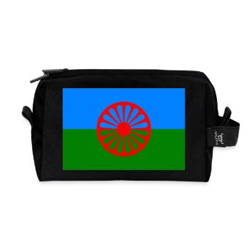 Romani Flag - Recycled Toiletry Zip Bag - black - Front