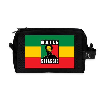 REGGAE RASTA FLAG - SELASSIE I - JAH RASTAFARI - Recycled Toiletry Zip Bag - black - Front
