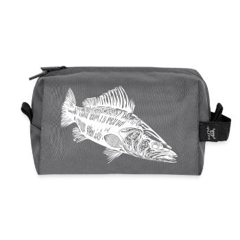 Raubfisch Zander für Hobby Raubfischangler - Recycelte Kulturtasche - Anthrazit - Vorne