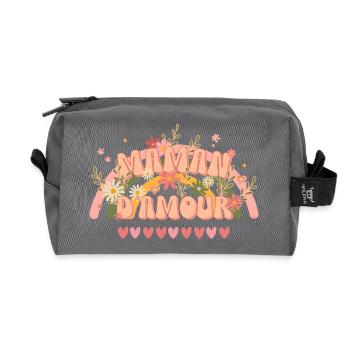 Fête des mères Maman d'amour style groovy original - Trousse de toilette en tissu recyclé - anthracite - Devant