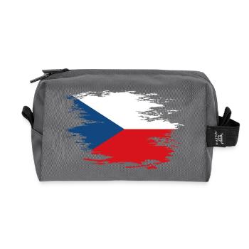 Tschechien Flagge used Design - Recycelte Kulturtasche - Anthrazit - Vorne