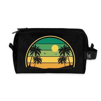 Retro Sommer Sonnenuntergang - Recycelte Kulturtasche - Schwarz - Vorne