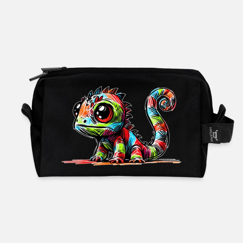 Chamäleon - Recycelte Kulturtasche - Schwarz