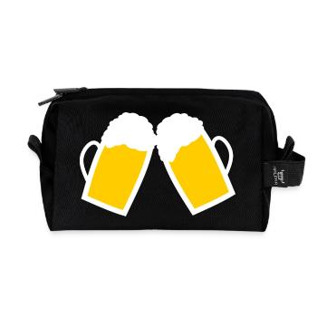 Beer Beer Glasses Father's Day Gift Dad - Recycled Toiletry Zip Bag - black - Front