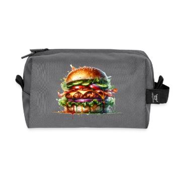 Sink your teeth into this juicy burger design! - Recycled Toiletry Zip Bag - anthracite - Front