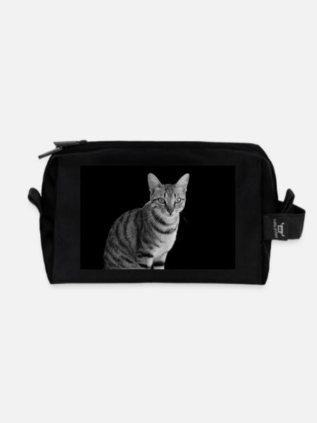 Katze weiß-schwarz - Recycelte Kulturtasche - Schwarz