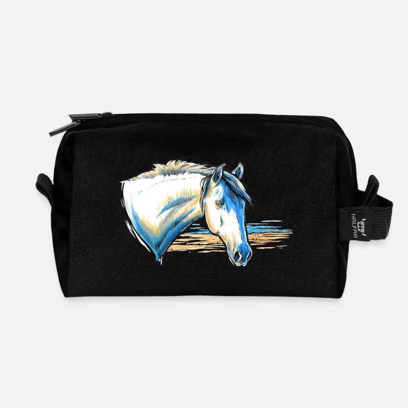 Camargue Pferd Portrait - Recycelte Kulturtasche - Schwarz