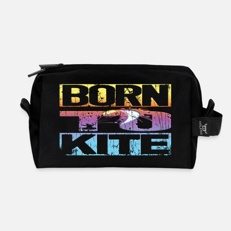 Kitesurfen Retro - Recycelte Kulturtasche - Schwarz