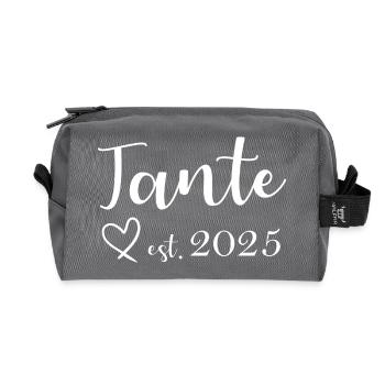 Pregnancy Announcement Expectant Aunt 2025 - Recycled Toiletry Zip Bag - anthracite - Front