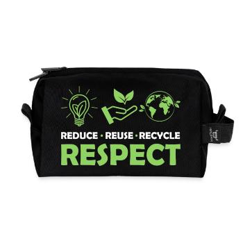 Réduire, Réutiliser, Recycler, Respecter, Planète, Environnemental - Trousse de toilette en tissu recyclé - noir - Devant