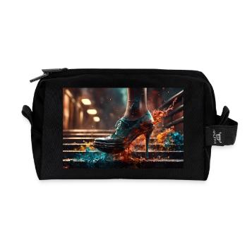 Explosion de couleurs dans les escaliers - AI - Trousse de toilette en tissu recyclé - noir - Devant