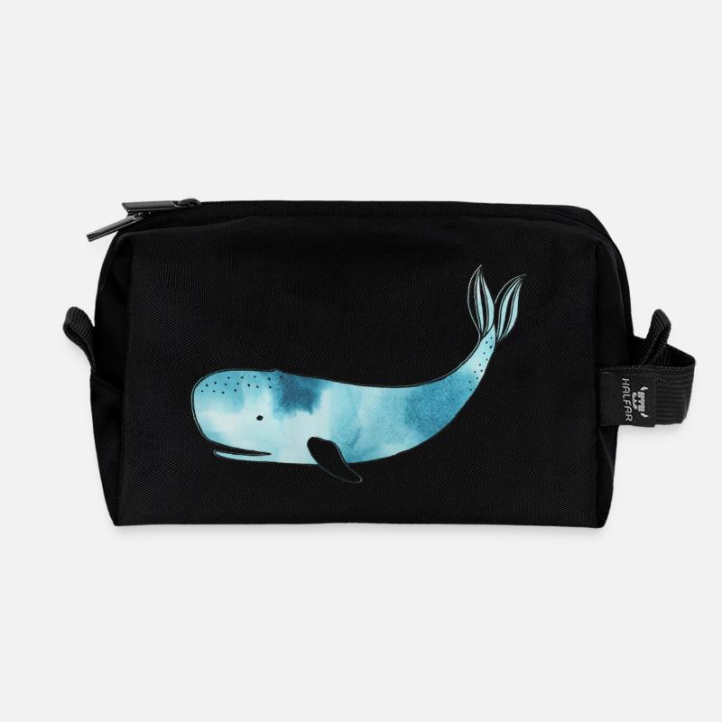 Watercolor Whale - Recycelte Kulturtasche - Schwarz