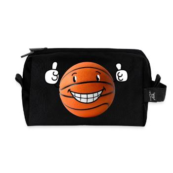 Basket-ball heureux montrant le pouce levé - Trousse de toilette en tissu recyclé - noir - Devant