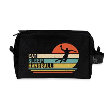 eat sleep handball t-shirt handball player - Recycled Toiletry Zip Bag - black - Front