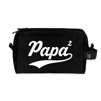 Dad to the power of 2 double dad 2nd child - Recycled Toiletry Zip Bag - black - Front