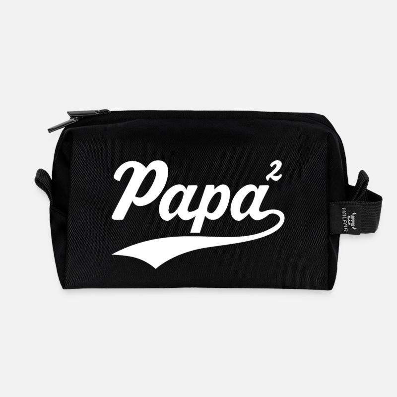 Papa hoch 2 zweifacher Papa 2. Kind - Recycelte Kulturtasche - Schwarz