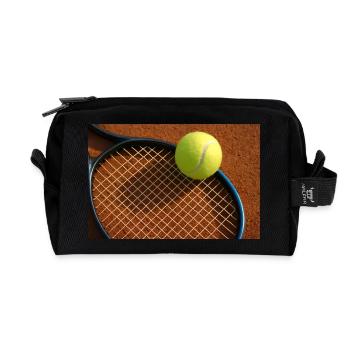 Sports - Tennis, raquette et balle - Trousse de toilette en tissu recyclé - noir - Devant