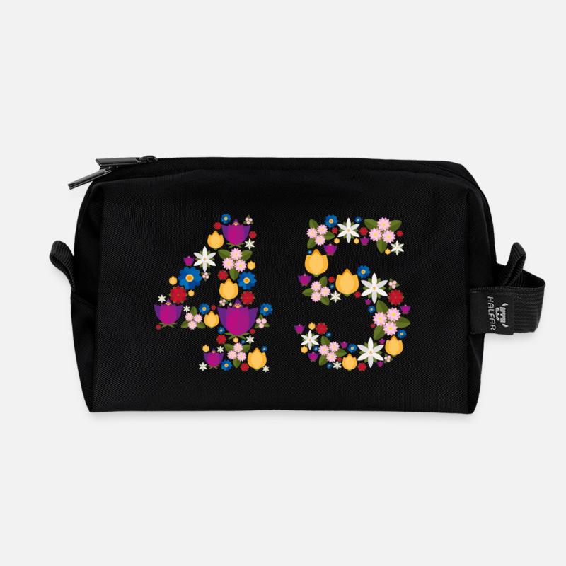 Fleurs 45 - Trousse de toilette en tissu recyclé - noir