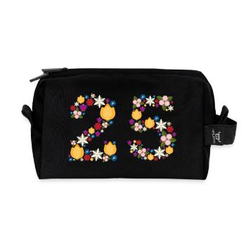 Fleurs 25 - Trousse de toilette en tissu recyclé - noir - Devant