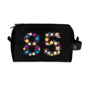 Fleurs 85 - Trousse de toilette en tissu recyclé - noir - Devant